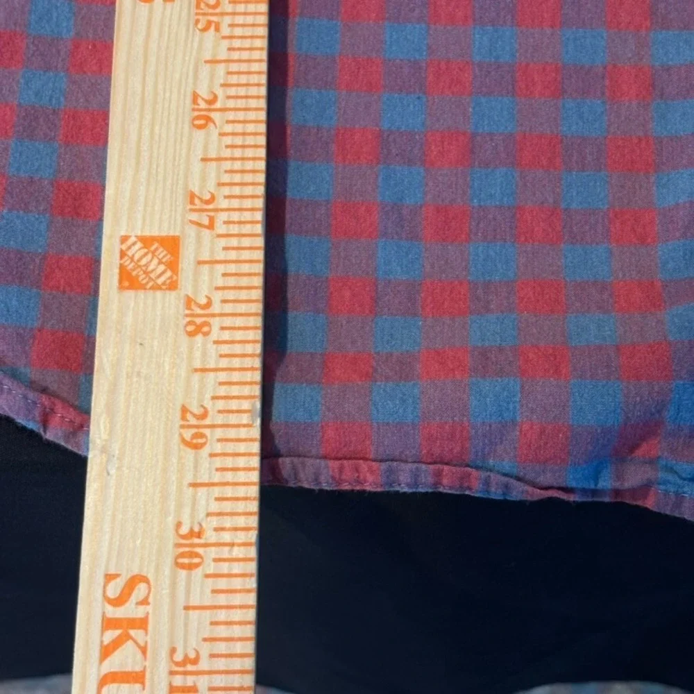 J.Crew Mens Red Checked Classic Stretch‎ Button Up Shirt Size XXL Organic Cotton